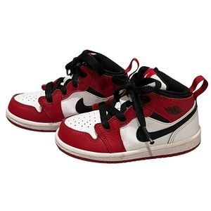 Nike Jordan 1 Mid Chicago, White/Gym Red/Black, Sz 8C